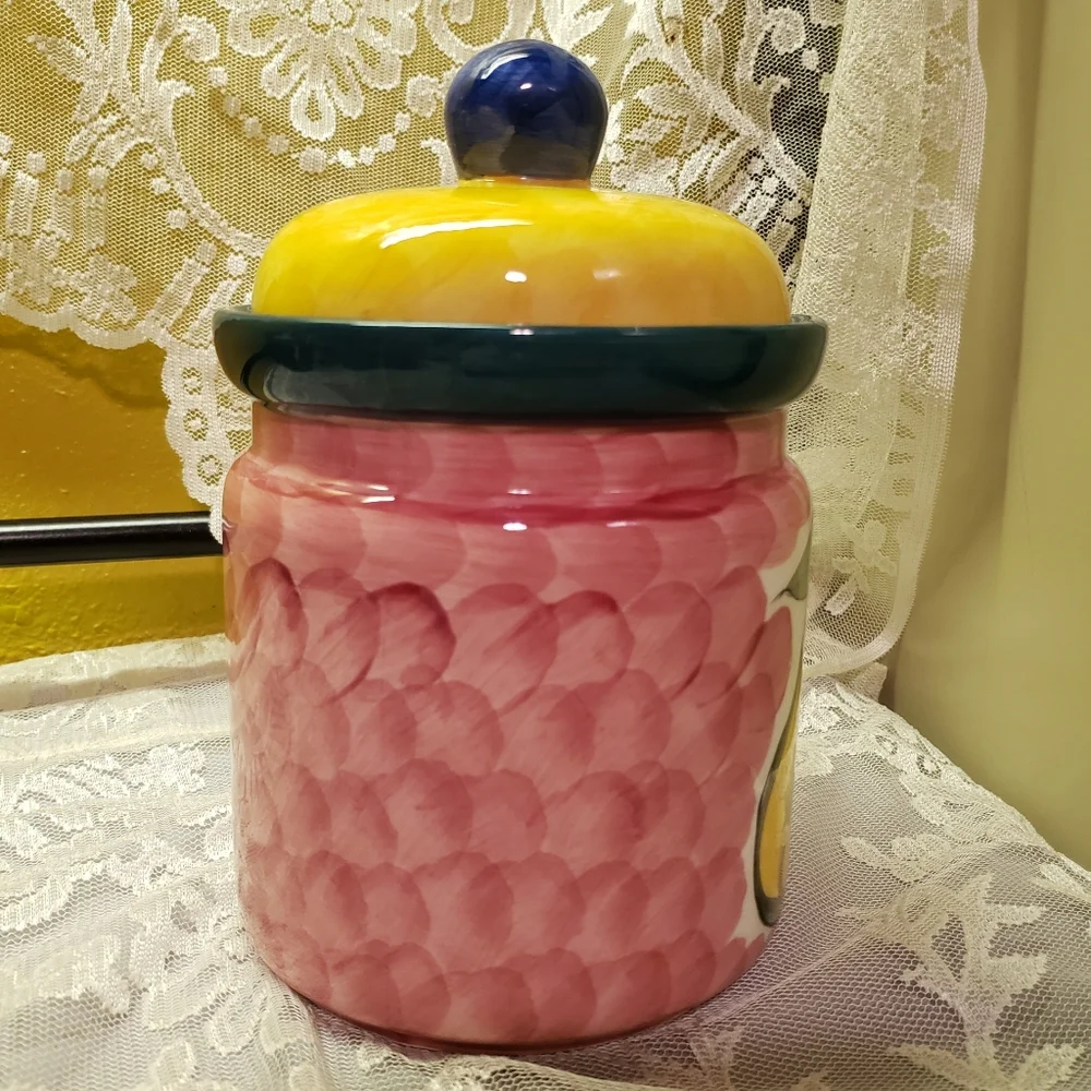 Vintage Canister Cookie Jar GEI Pear Sealing Lid